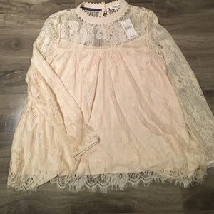 Taylor & Sage Cream Lace Shirt
